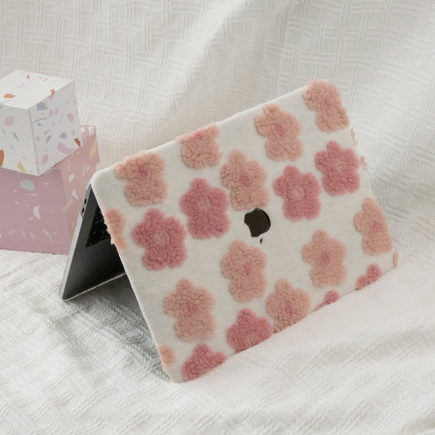 Fluff Series ♾ Pink Cotton Floral Mac Case