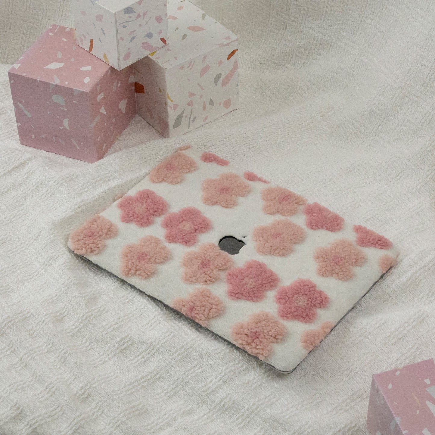 Fluff Series ♾ Pink Cotton Floral Mac Case