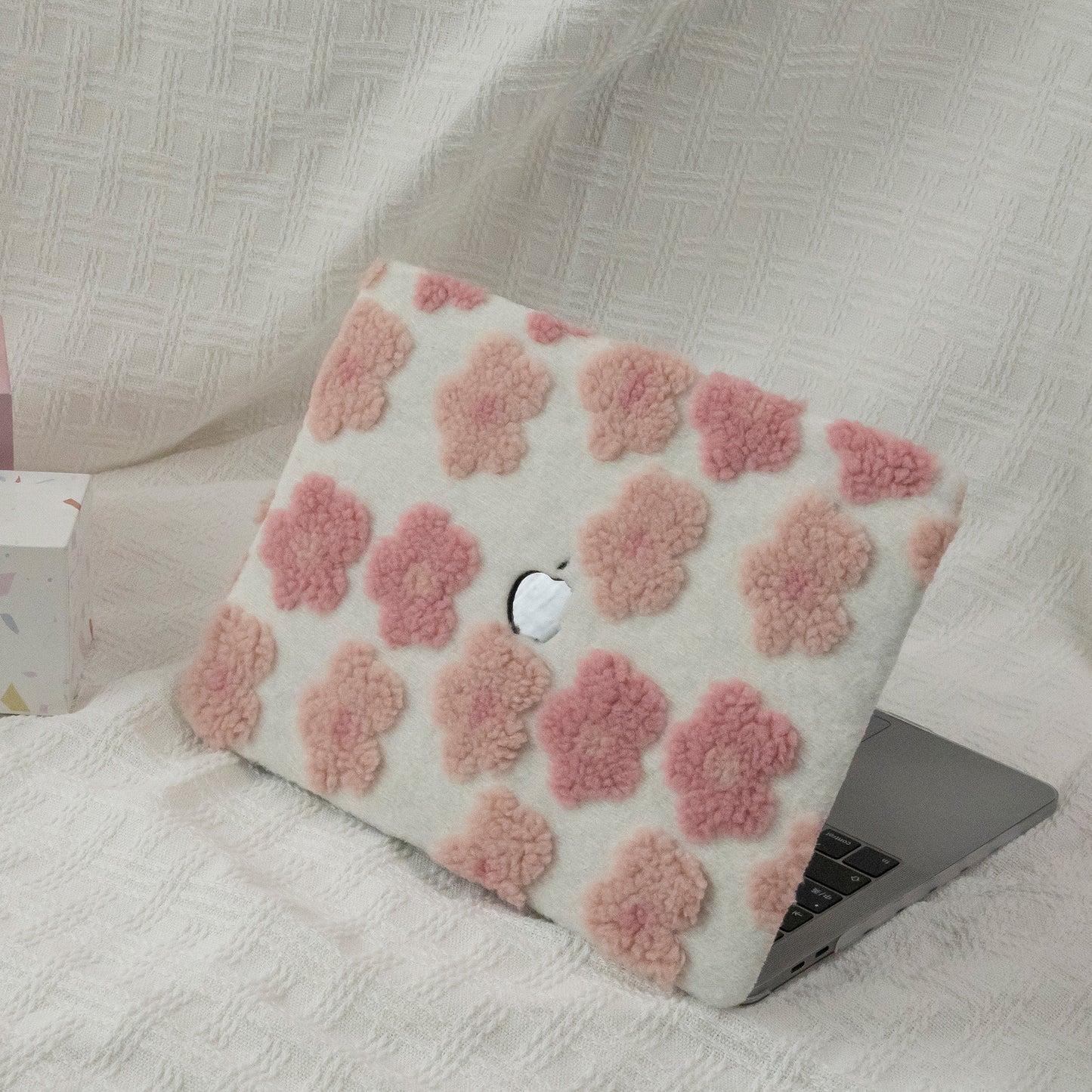 Fluff Series ♾ Pink Cotton Floral Mac Case