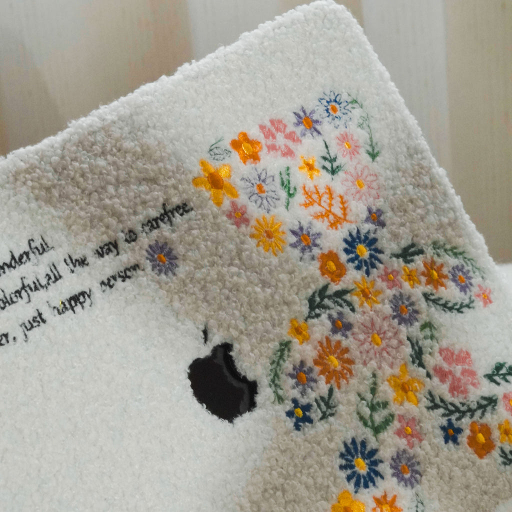 This is Us Designer Teddy Fleece ♾ Floral Teddy Bear Embroidery Series Macbook Case