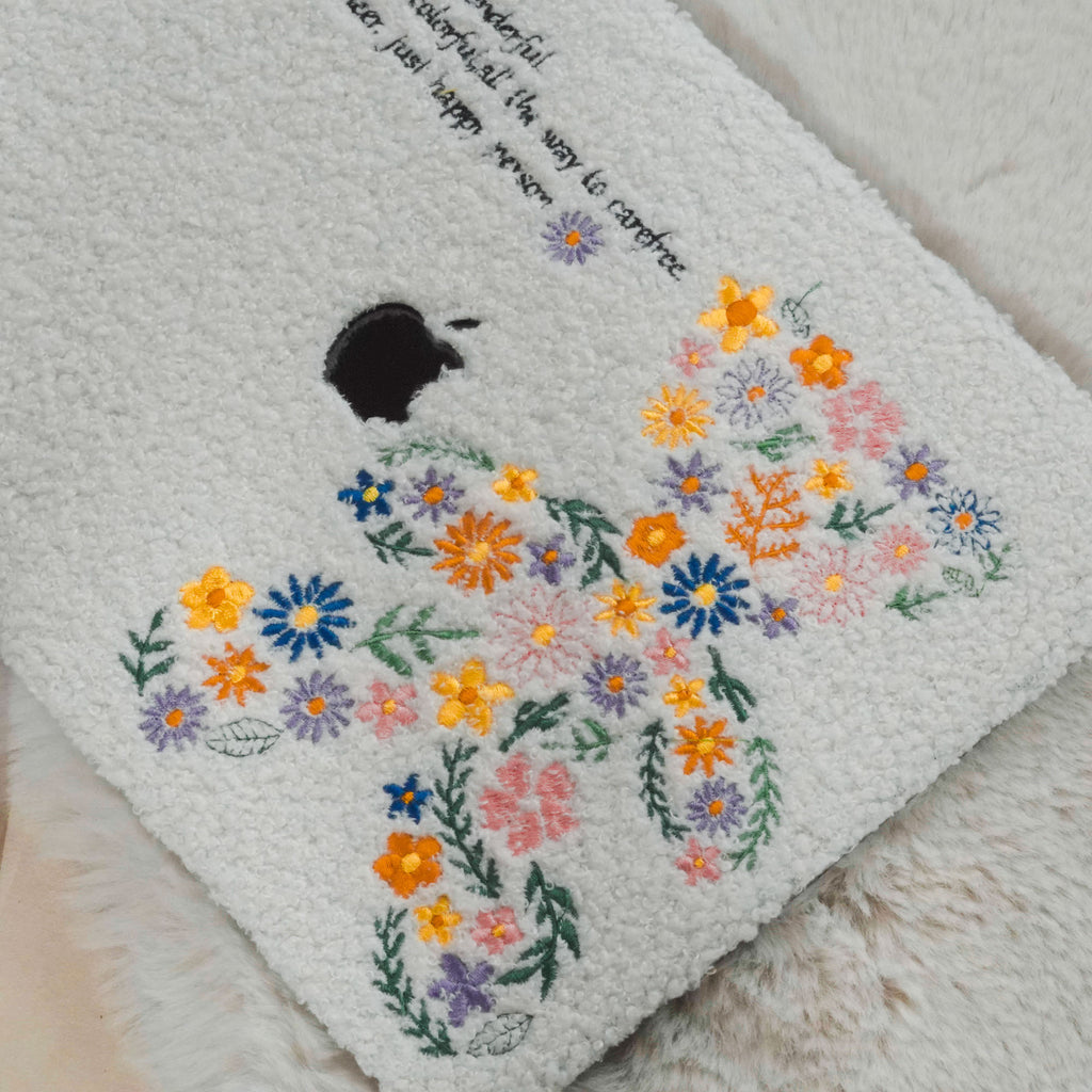 This is Us Designer Teddy Fleece ♾ Floral Teddy Bear Embroidery Series Macbook Case