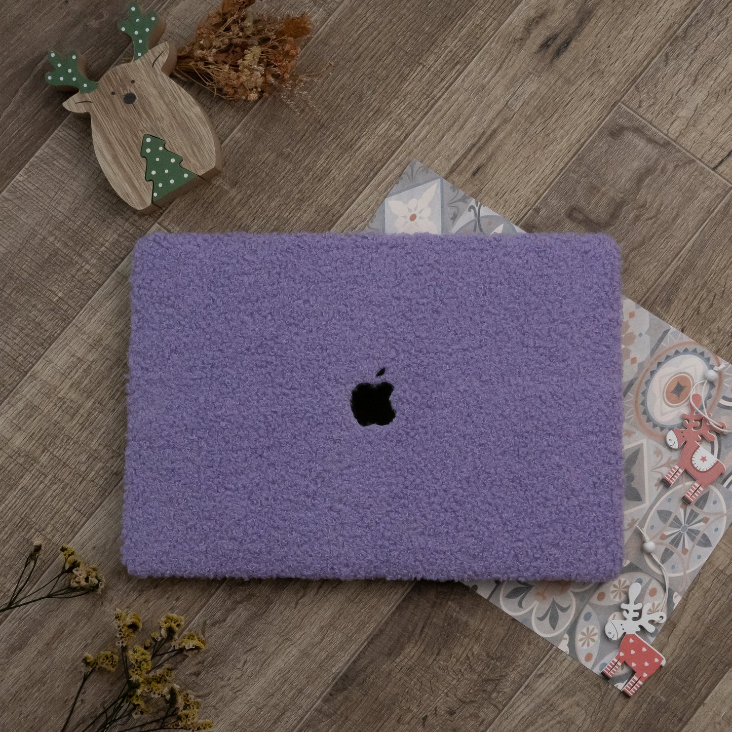 Teddy Fleece, Bellflower Purple Textured Leather Mac Case