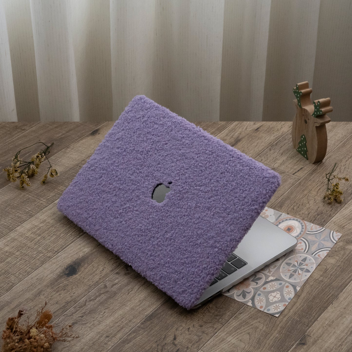Teddy Fleece, Bellflower Purple Textured Leather Mac Case