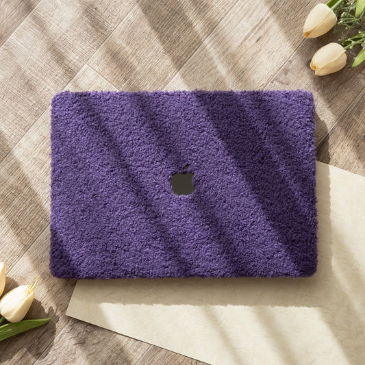 Teddy Fleece, Deep Purple Textured Leather Mac Case