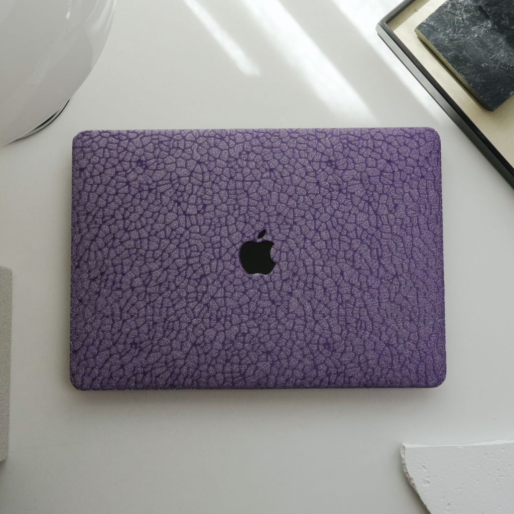 Leather pebble texture ♾ cool metallic purple finish Macbook case