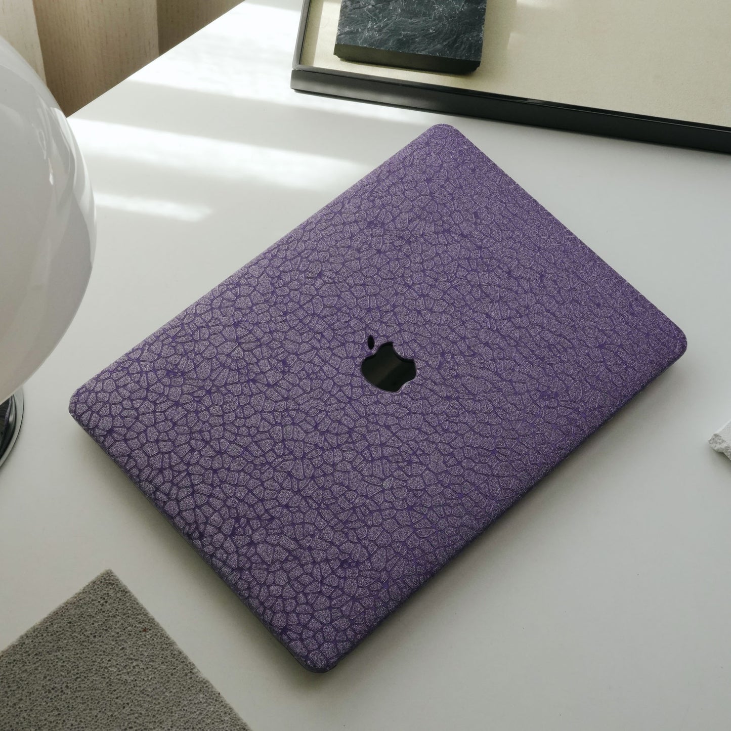 Leather pebble texture ♾ cool metallic purple finish Macbook case