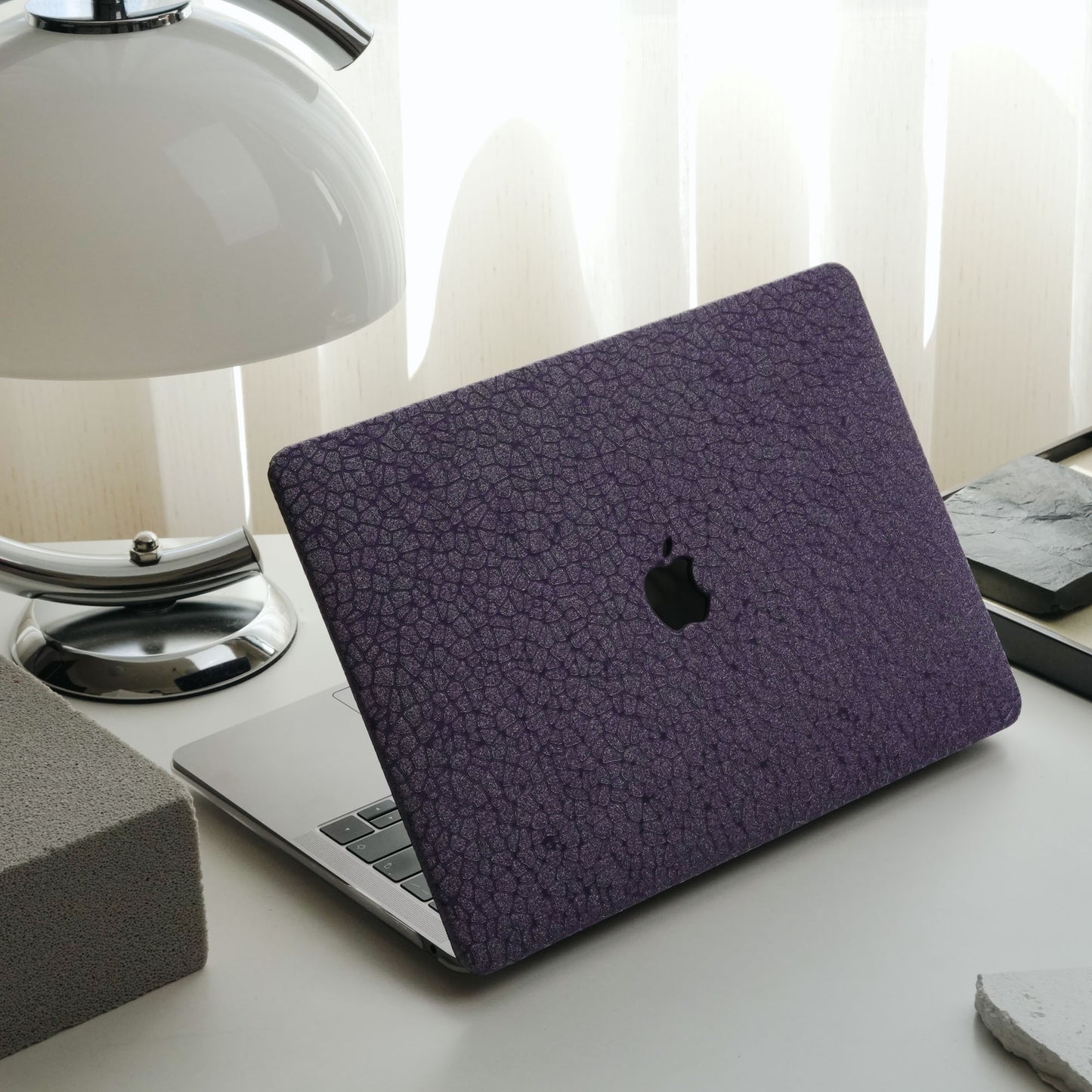 Leather pebble texture ♾ cool metallic purple finish Macbook case