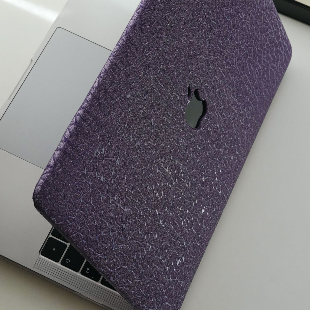 Leather pebble texture ♾ cool metallic purple finish Macbook case
