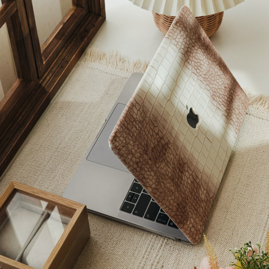 Himalaya ♾ Crocodile Leather Soft Coffee Macbook Case
