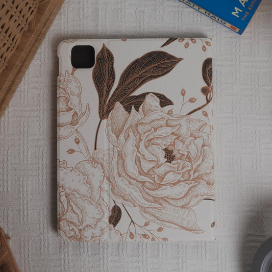 Thisisus Design - Vintage Classical Floral Pencil Magnetic Holder iPad Case