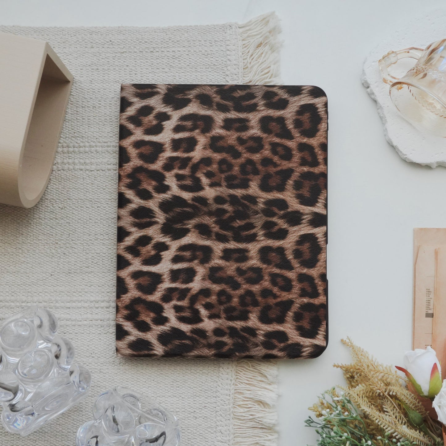 This Is Us Stylish Leopard Print ♾ Textured Leather Pencil Magnetic Slot iPad Case