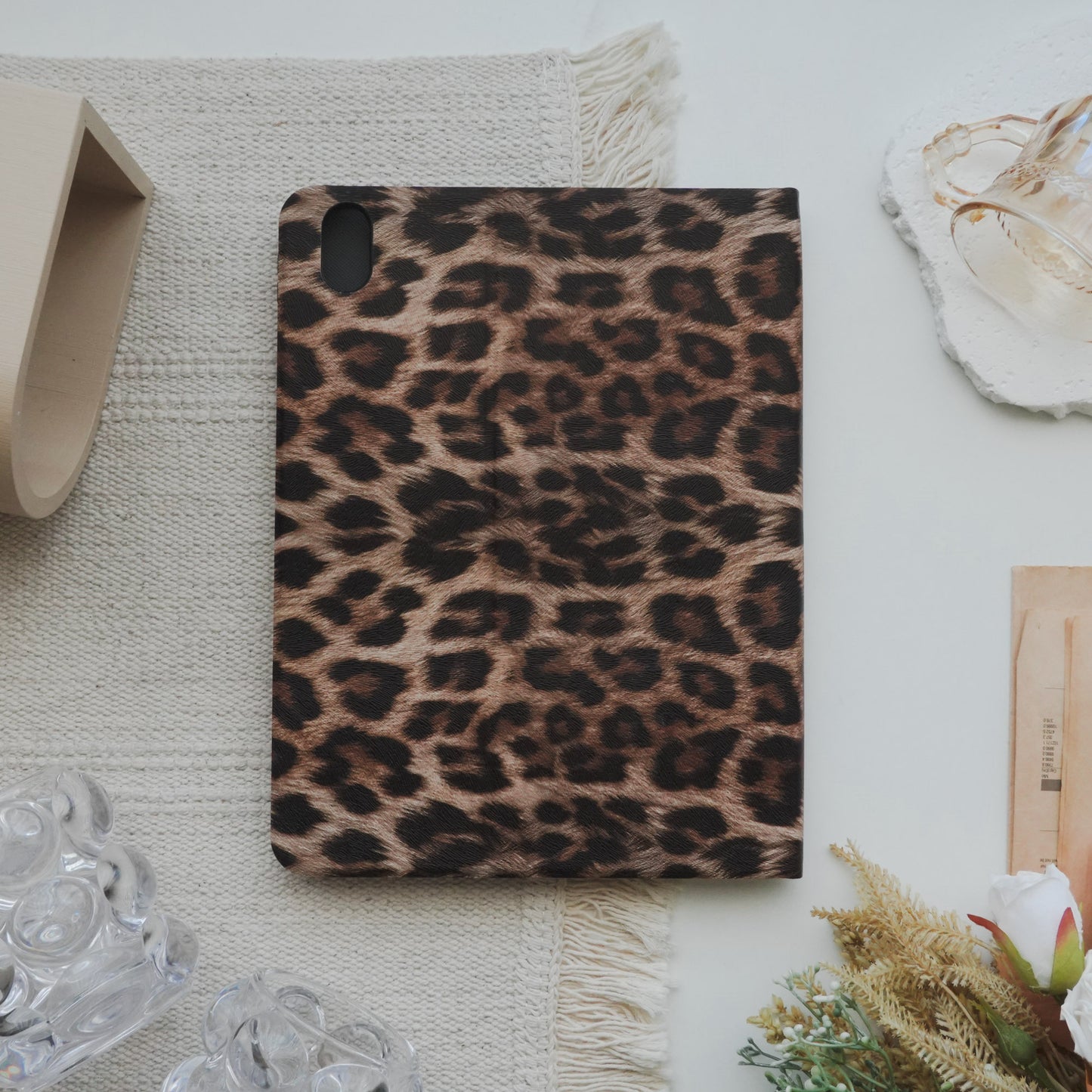 This Is Us Stylish Leopard Print ♾ Textured Leather Pencil Magnetic Slot iPad Case