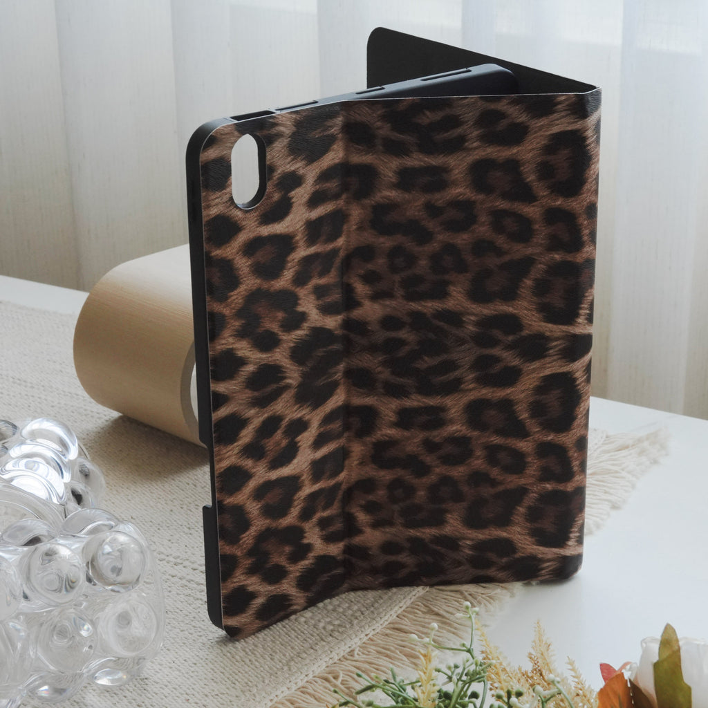 This Is Us Stylish Leopard Print ♾ Textured Leather Pencil Magnetic Slot iPad Case
