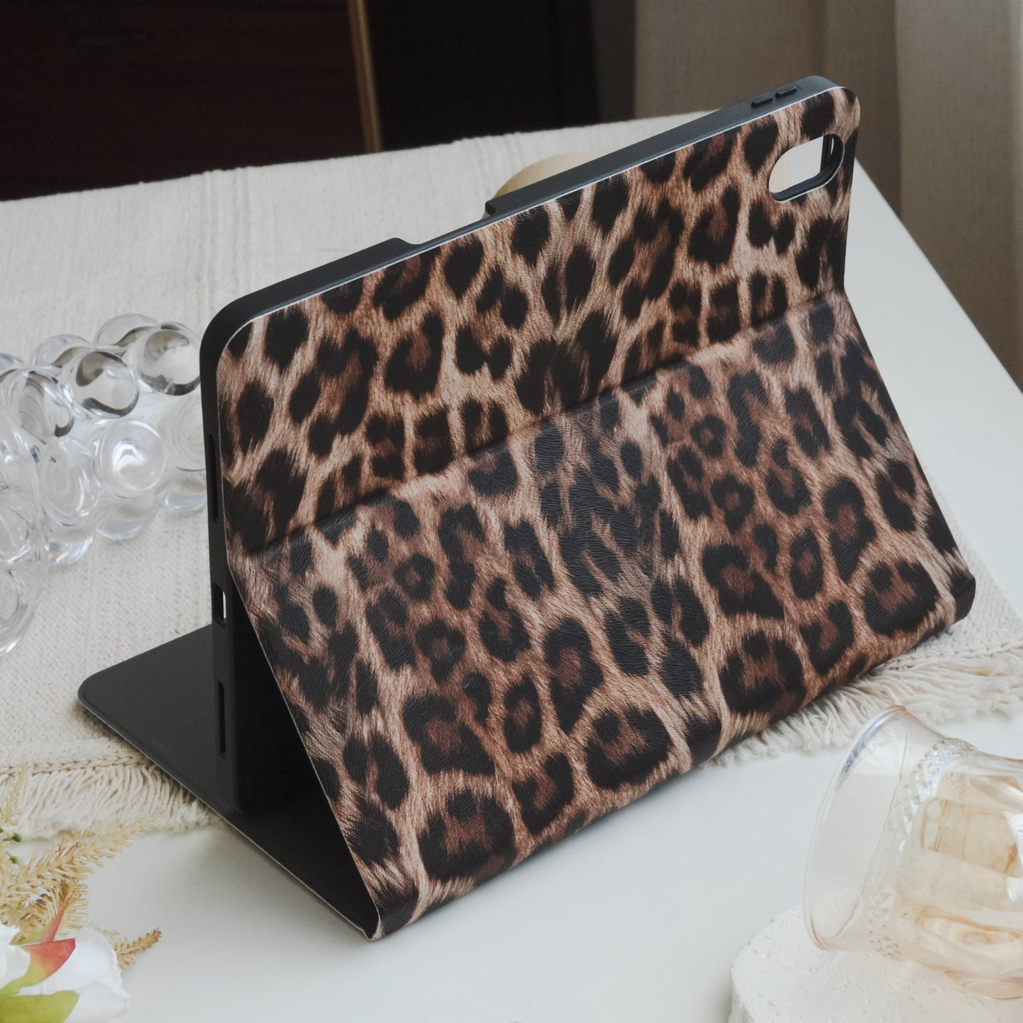 This Is Us Stylish Leopard Print ♾ Textured Leather Pencil Magnetic Slot iPad Case