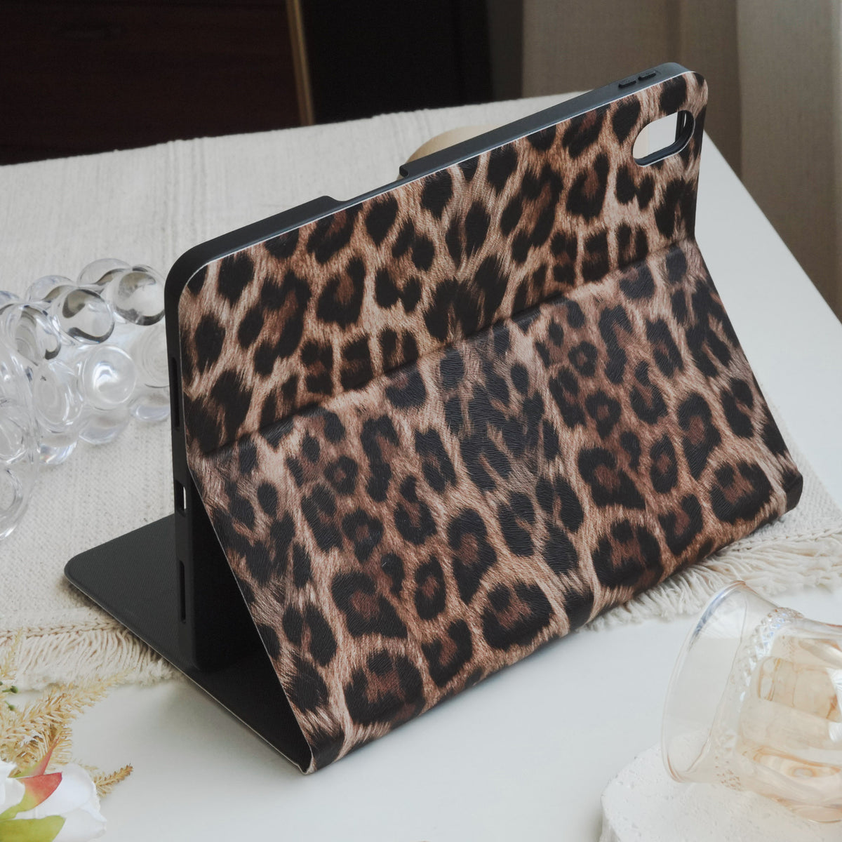 This Is Us Stylish Leopard Print ♾ Textured Leather Pencil Magnetic Slot iPad Case