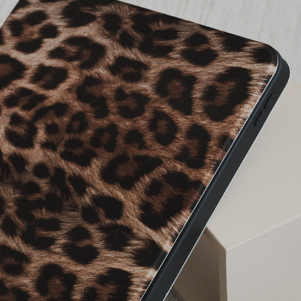This Is Us Stylish Leopard Print ♾ Textured Leather Pencil Magnetic Slot iPad Case