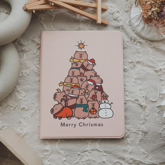 Thisisus Design Christmas Tree Capybara Pencil Magnetic Holder iPad Case
