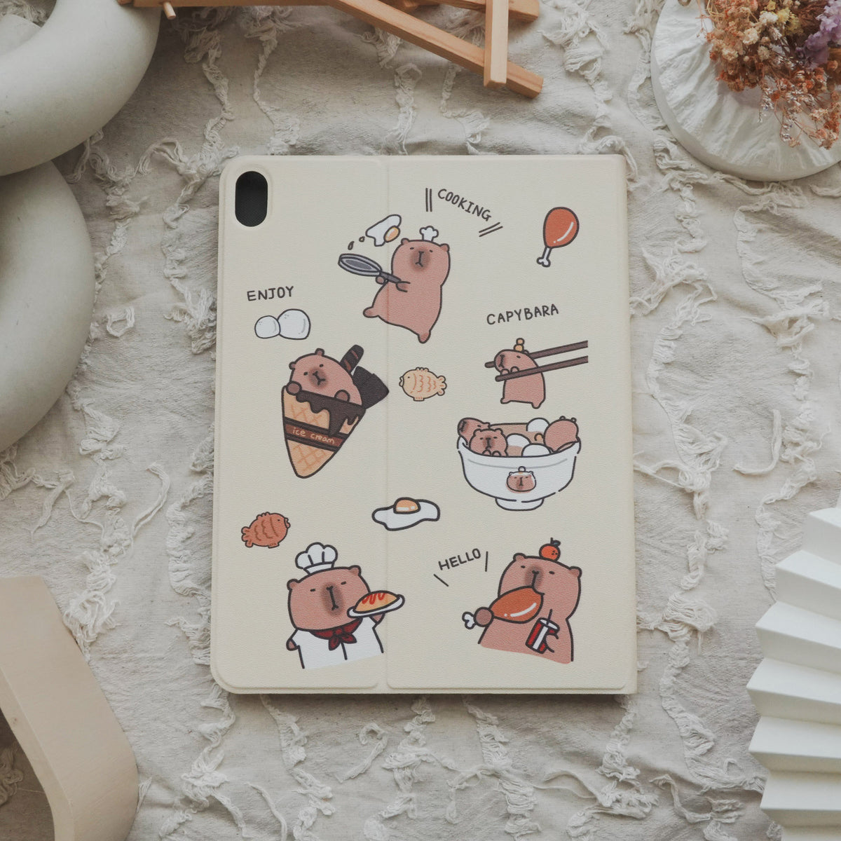Thisisus Design Cooking Capybara Pencil Magnetic Holder iPad Case