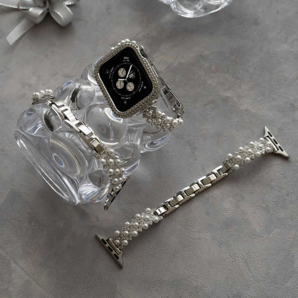 Diamond-bead textured metal Apple Watch band