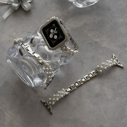 Diamond-bead textured metal Apple Watch band