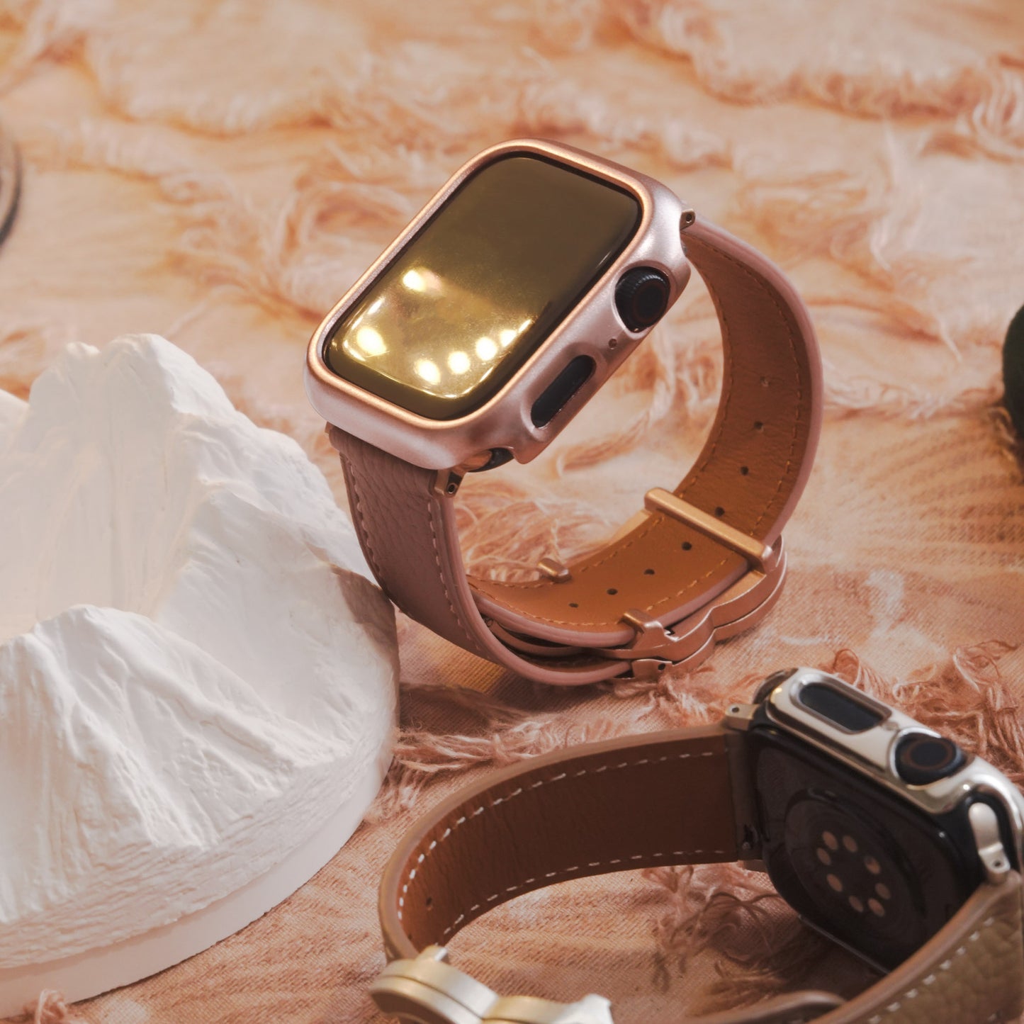 Lychee high-quality textured faux leather Apple Watch band