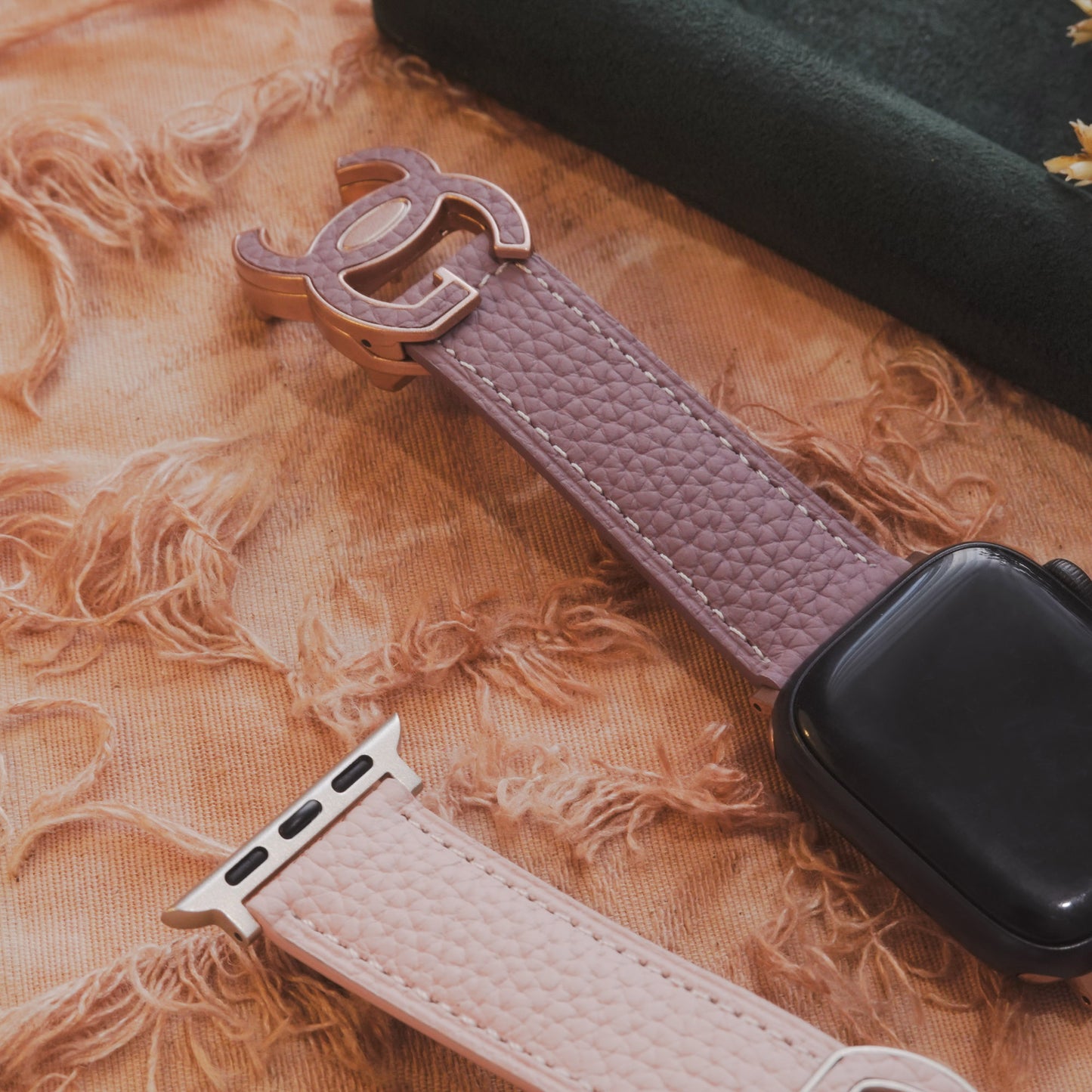 Lychee high-quality textured faux leather Apple Watch band