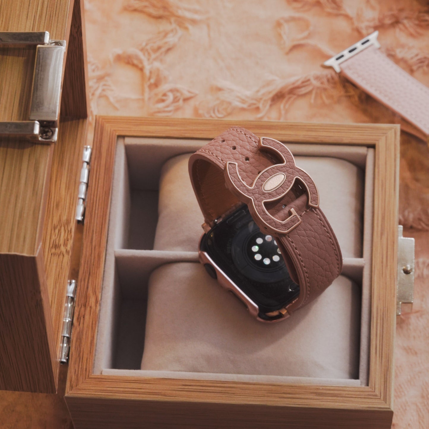 Lychee high-quality textured faux leather Apple Watch band