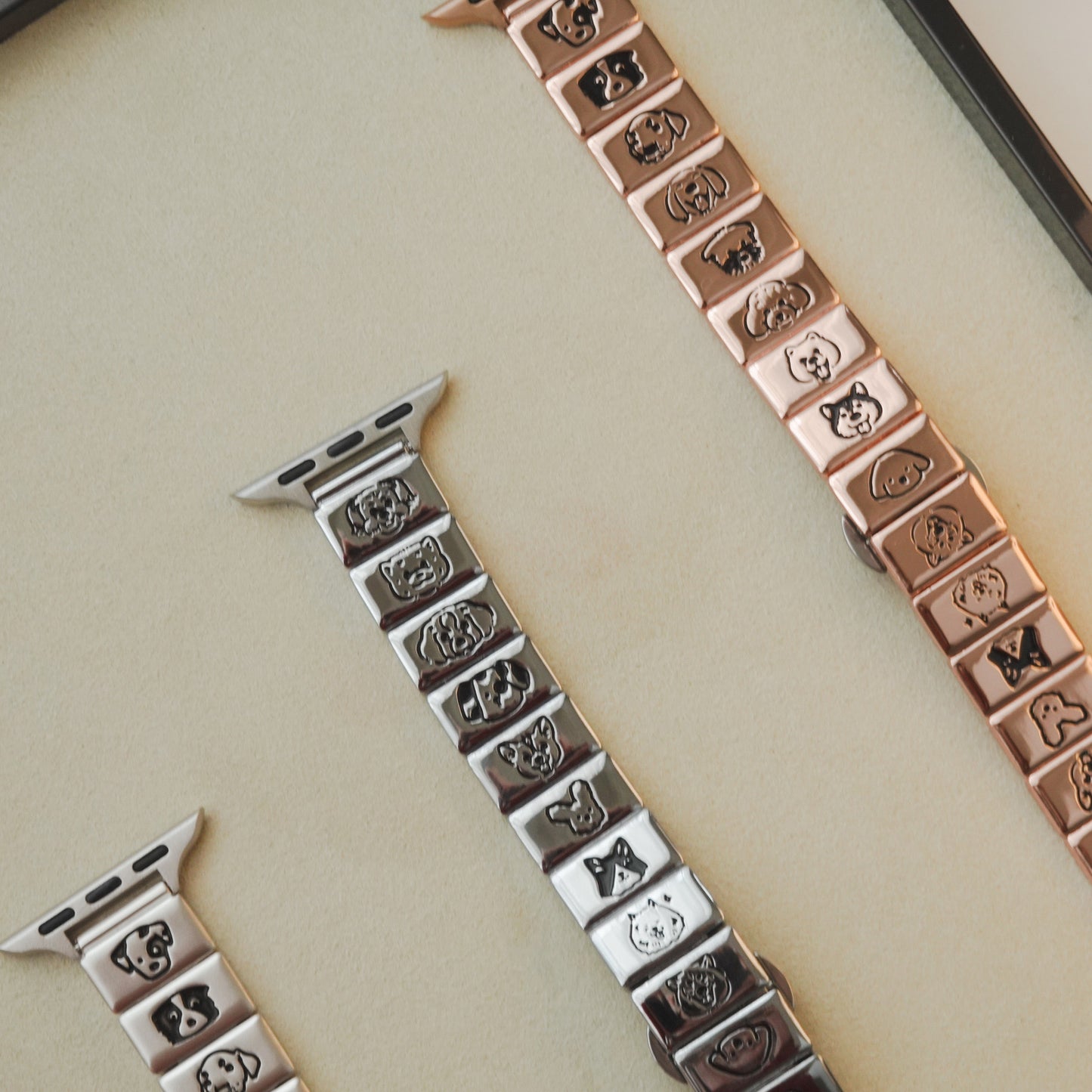 Cute Animal Square Textured Metal Apple Watch Band