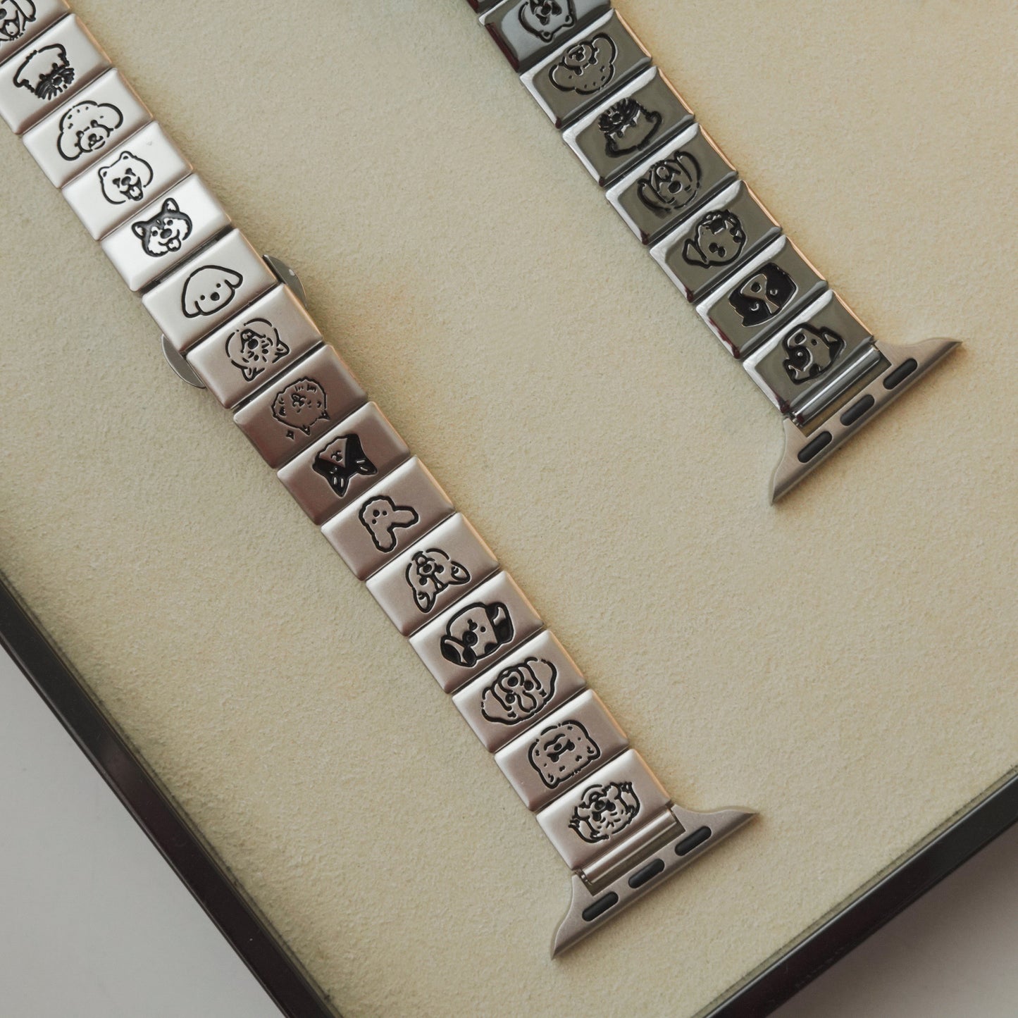 Cute Animal Square Textured Metal Apple Watch Band