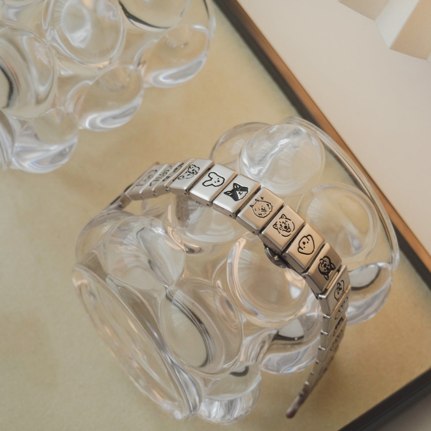 Cute Animal Square Textured Metal Apple Watch Band