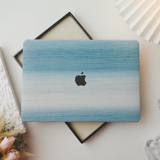 This is us Exquisite Leather ♾ Blue and White Striped MacBook Case