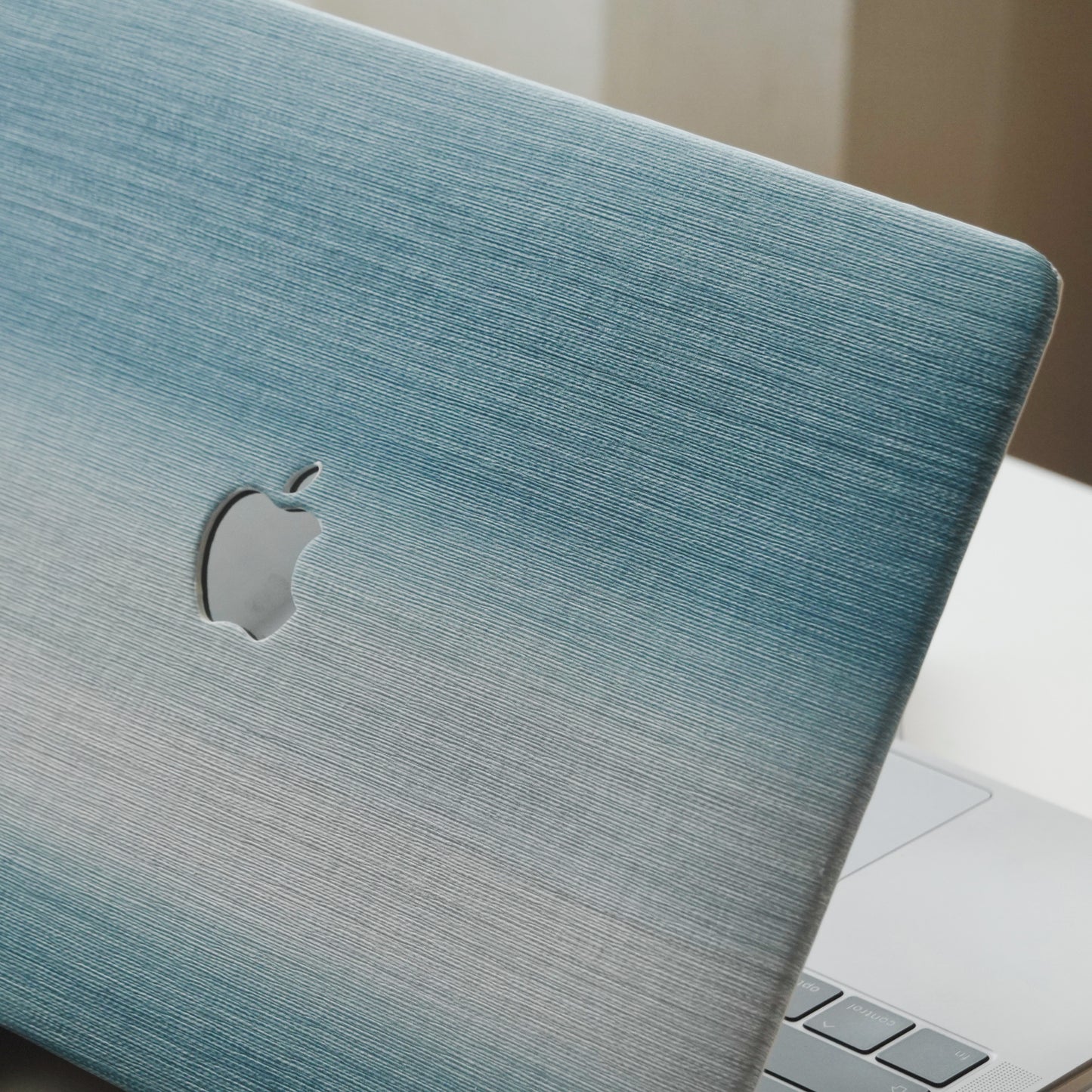 This is us Exquisite Leather ♾ Blue and White Striped MacBook Case