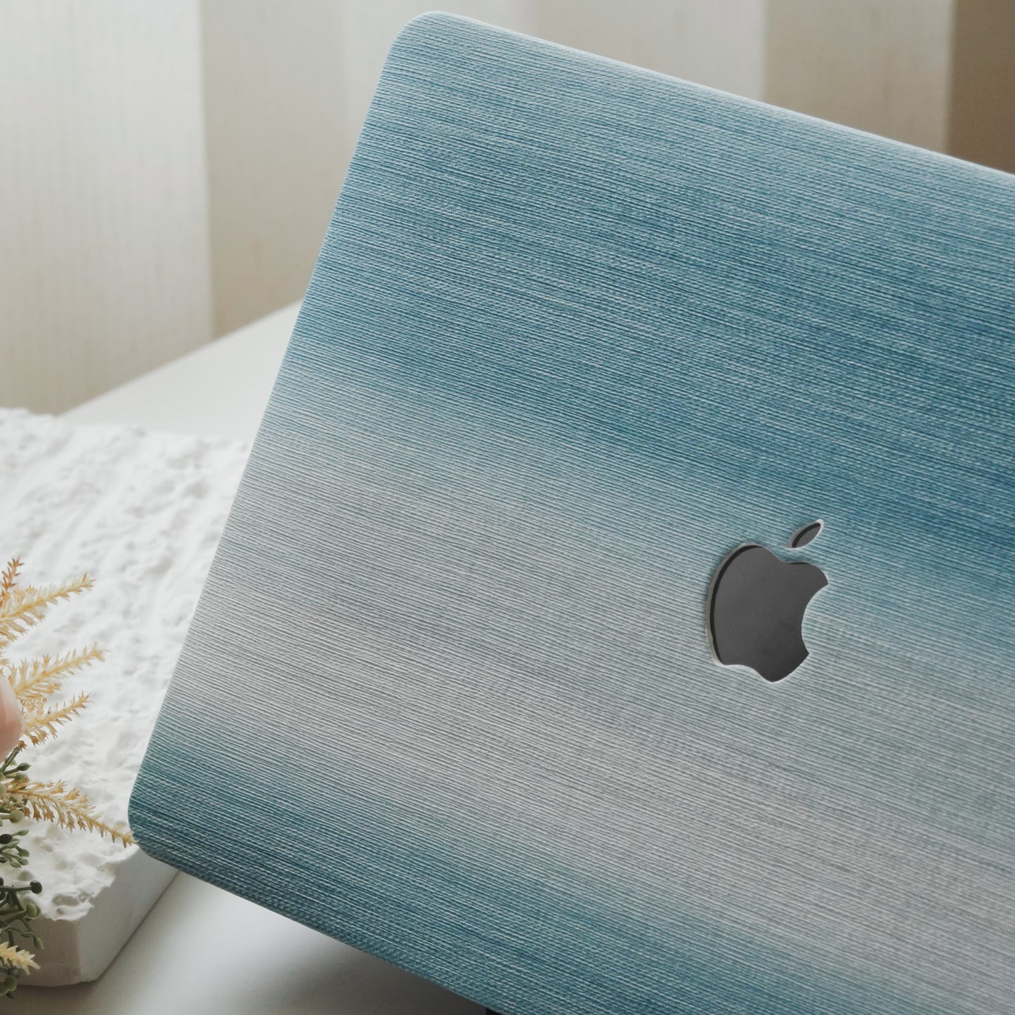 This is us Exquisite Leather ♾ Blue and White Striped MacBook Case