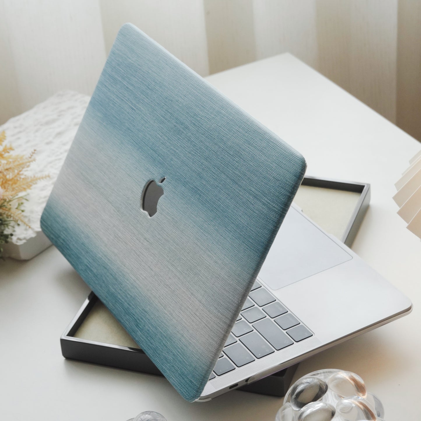 This is us Exquisite Leather ♾ Blue and White Striped MacBook Case
