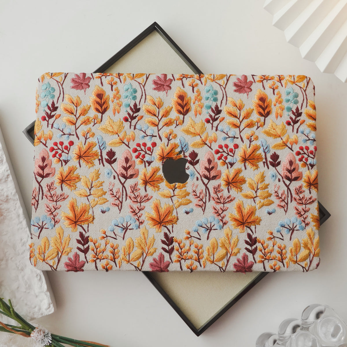 This is us Exquisite Leather ♾ Autumn Leaf Embroidery MacBook Case