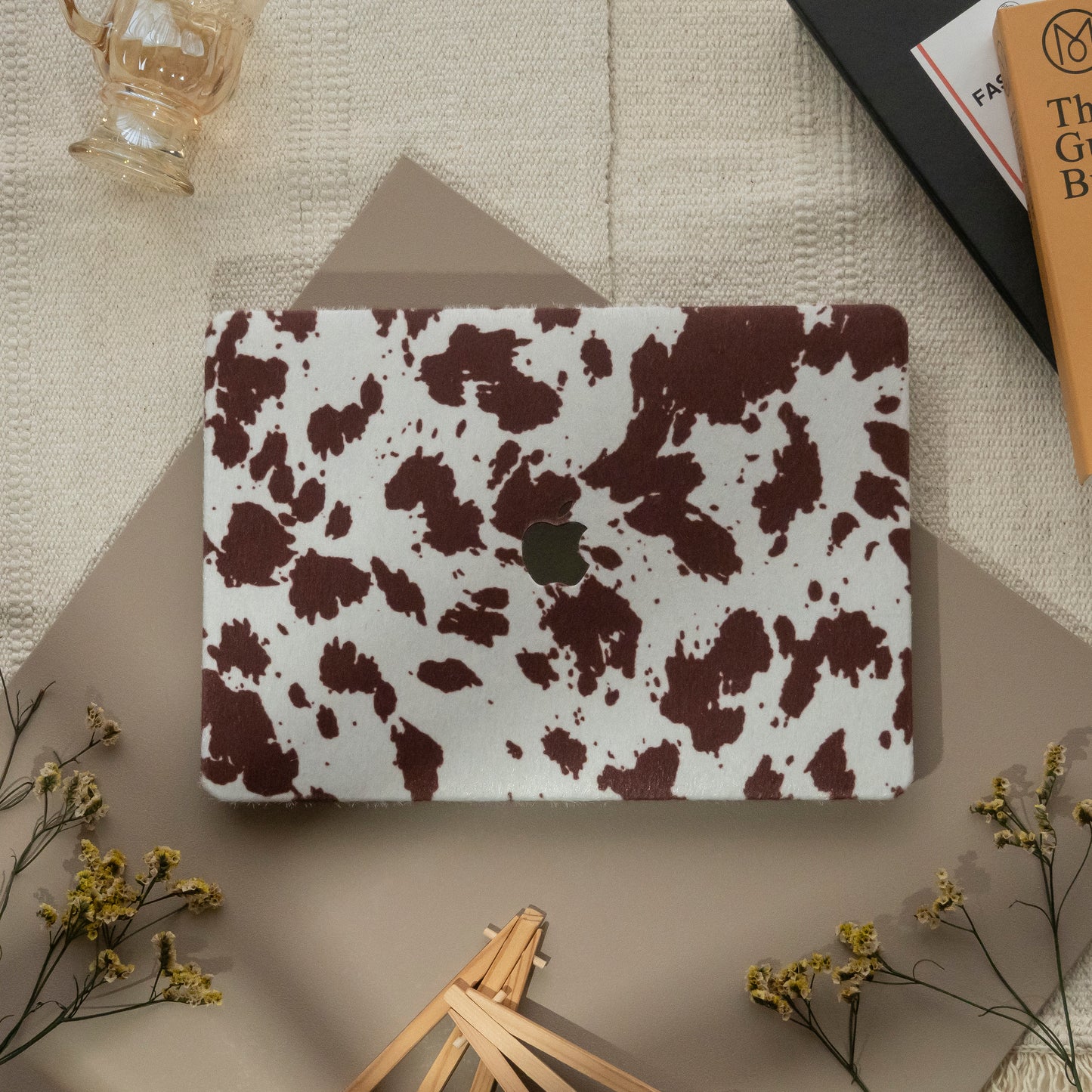 Leather Series ♾ Coffee Cow Pattern Mac Case