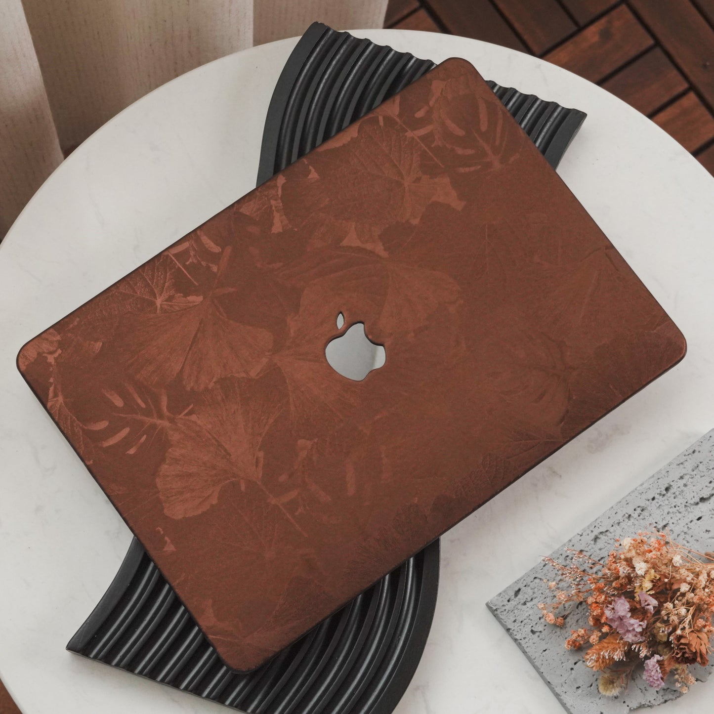 Leather Series ♾ Lucky Clover Laser-Engraved Leather Brown MacBook Case