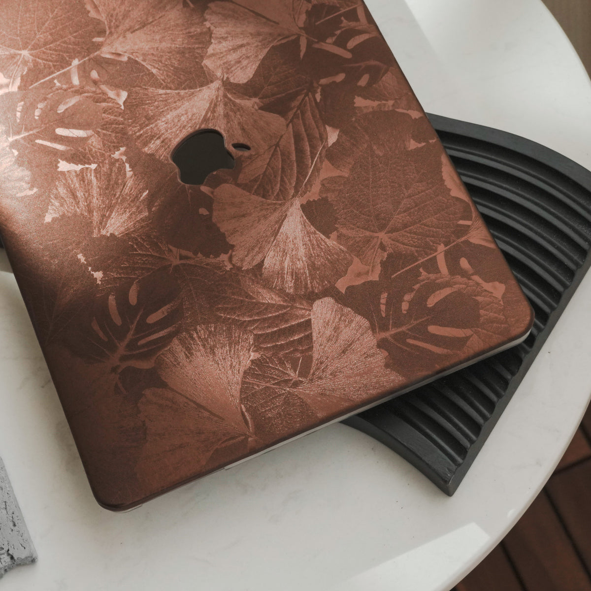 Leather Series ♾ Lucky Clover Laser-Engraved Leather Brown MacBook Case