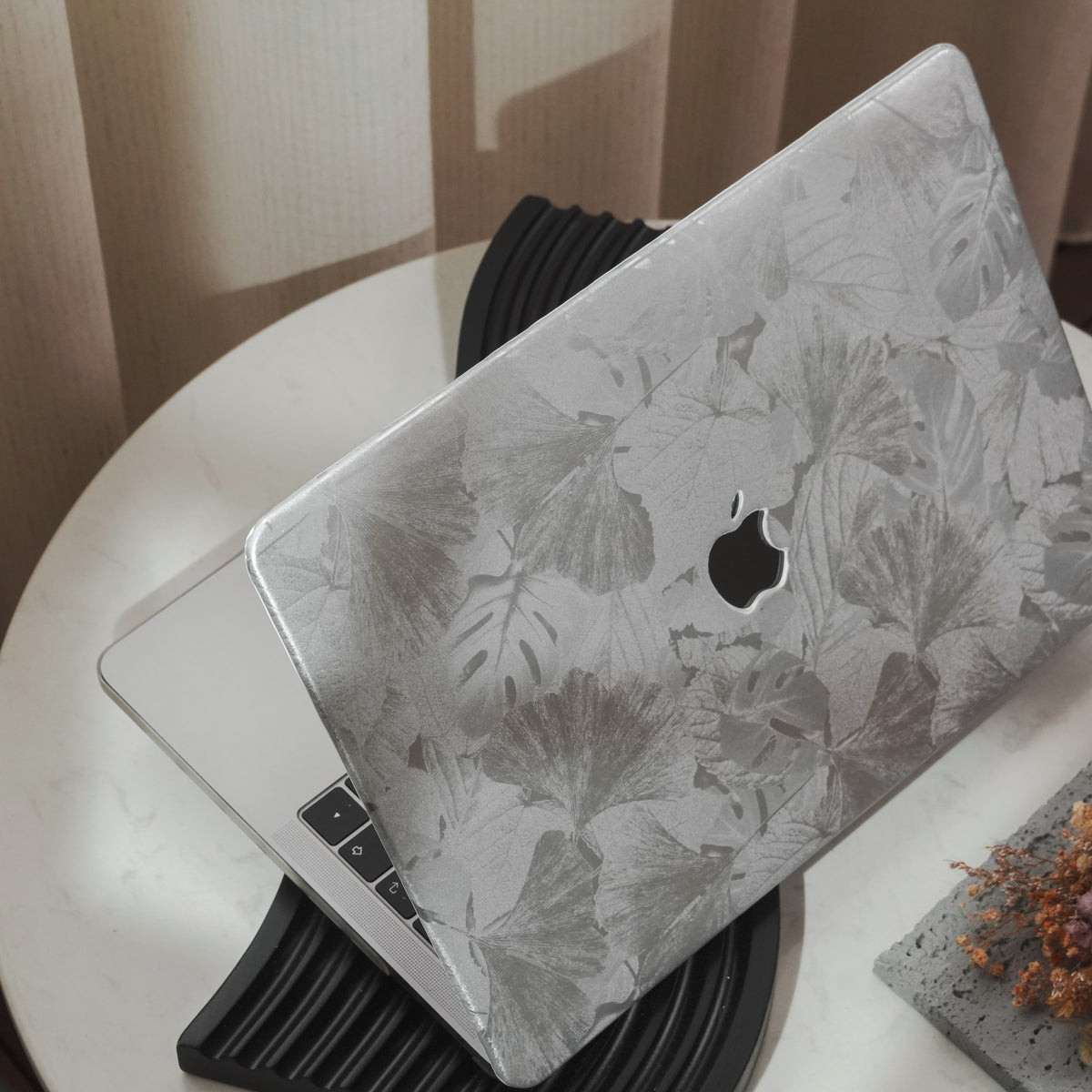 Leather Series ♾ Clover Laser-Engraved Leather Silver Mac Case
