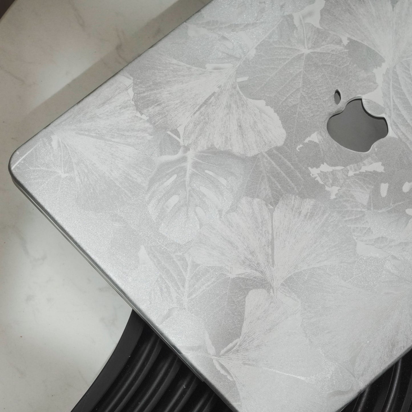 Leather Series ♾ Clover Laser-Engraved Leather Silver Mac Case