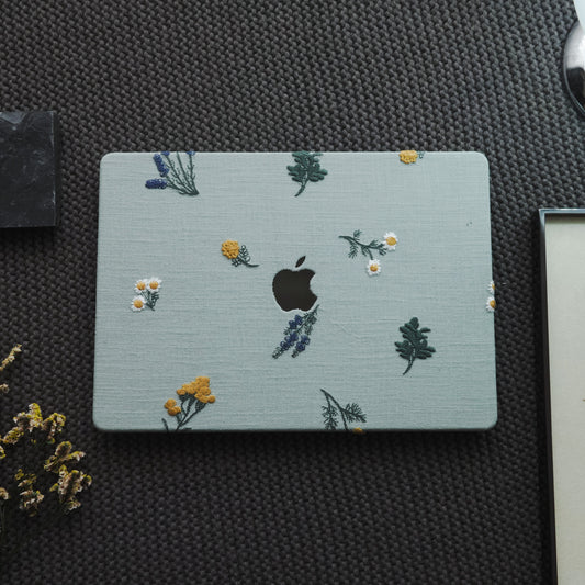Embroidery Series ♾ Pastoral Blues American-Style Textured Stitching Mac Case