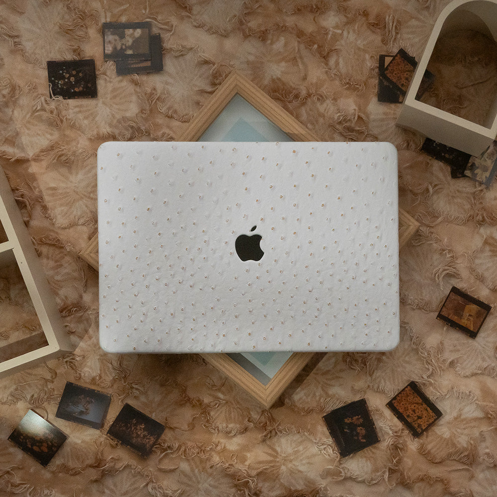 Leather Series White Pink Camel Texture Mac Case