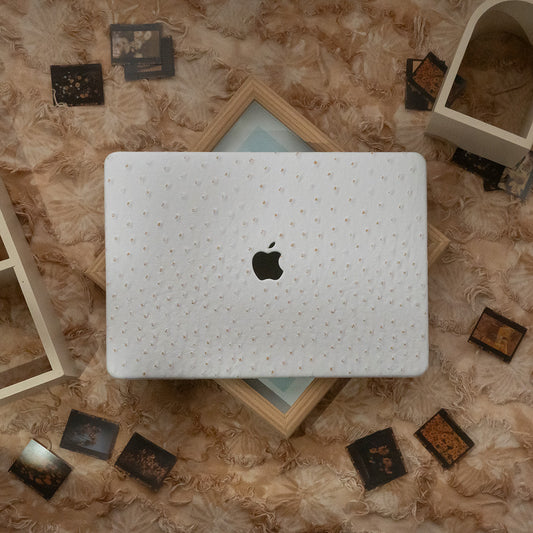 Leather Series White Pink Camel Texture Mac Case