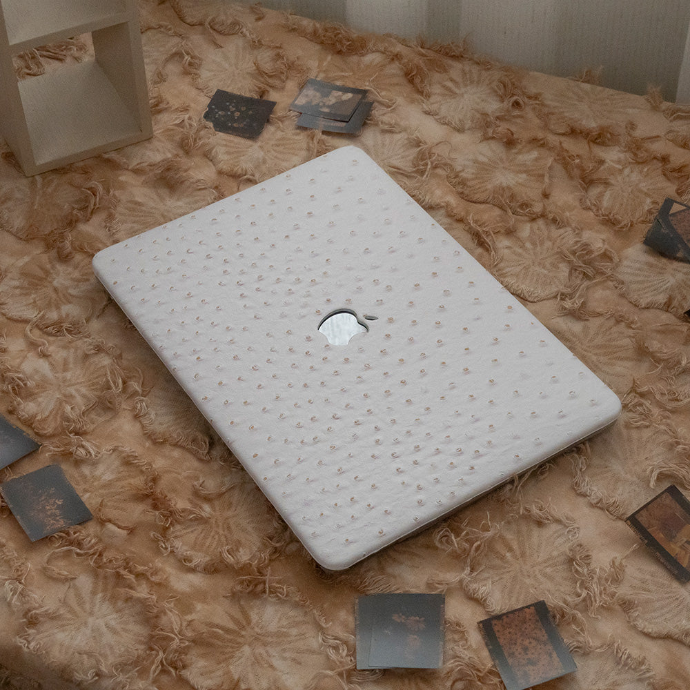 Leather Series White Pink Camel Texture Mac Case