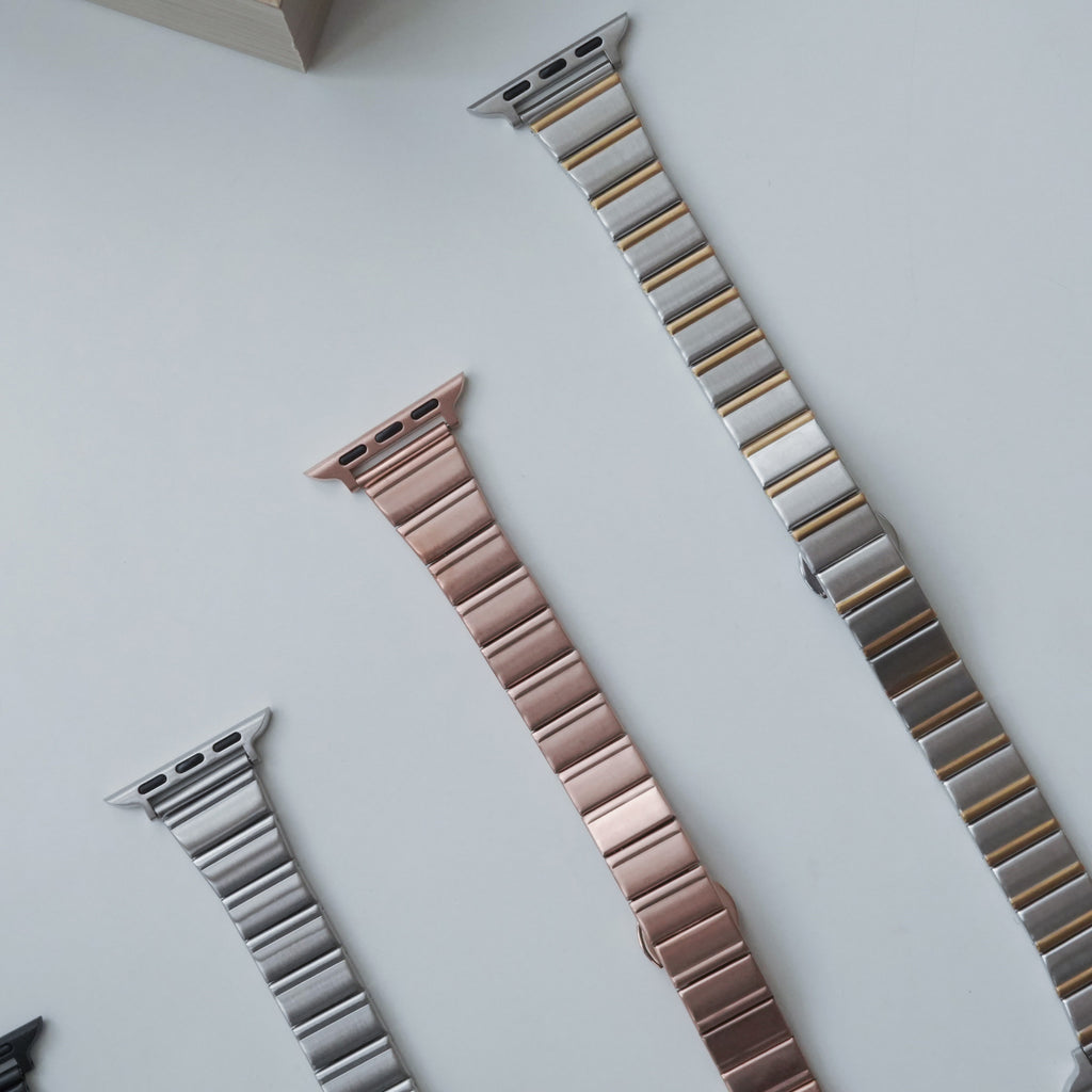 Textured Hairline Pattern Square Tile Stainless Steel Apple Watch Strap