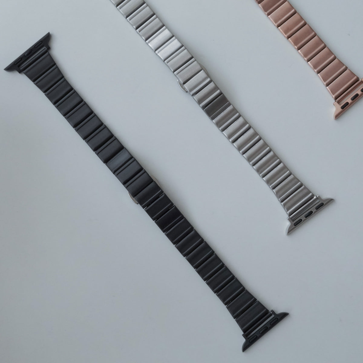 Textured Hairline Pattern Square Tile Stainless Steel Apple Watch Strap