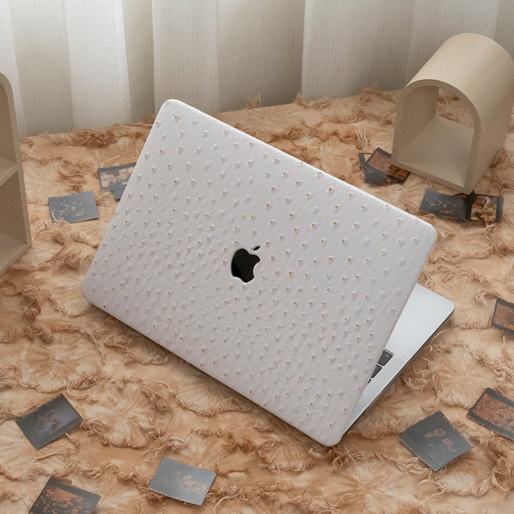 Leather Series White Pink Camel Texture Mac Case