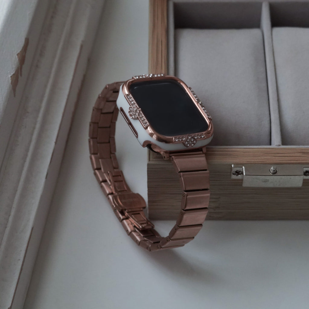 Textured Hairline Pattern Square Tile Stainless Steel Apple Watch Strap