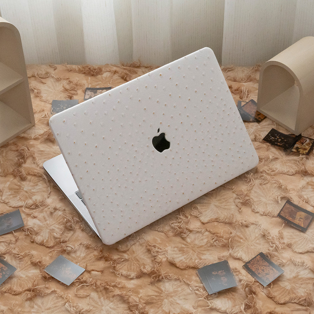 Leather Series White Pink Camel Texture Mac Case