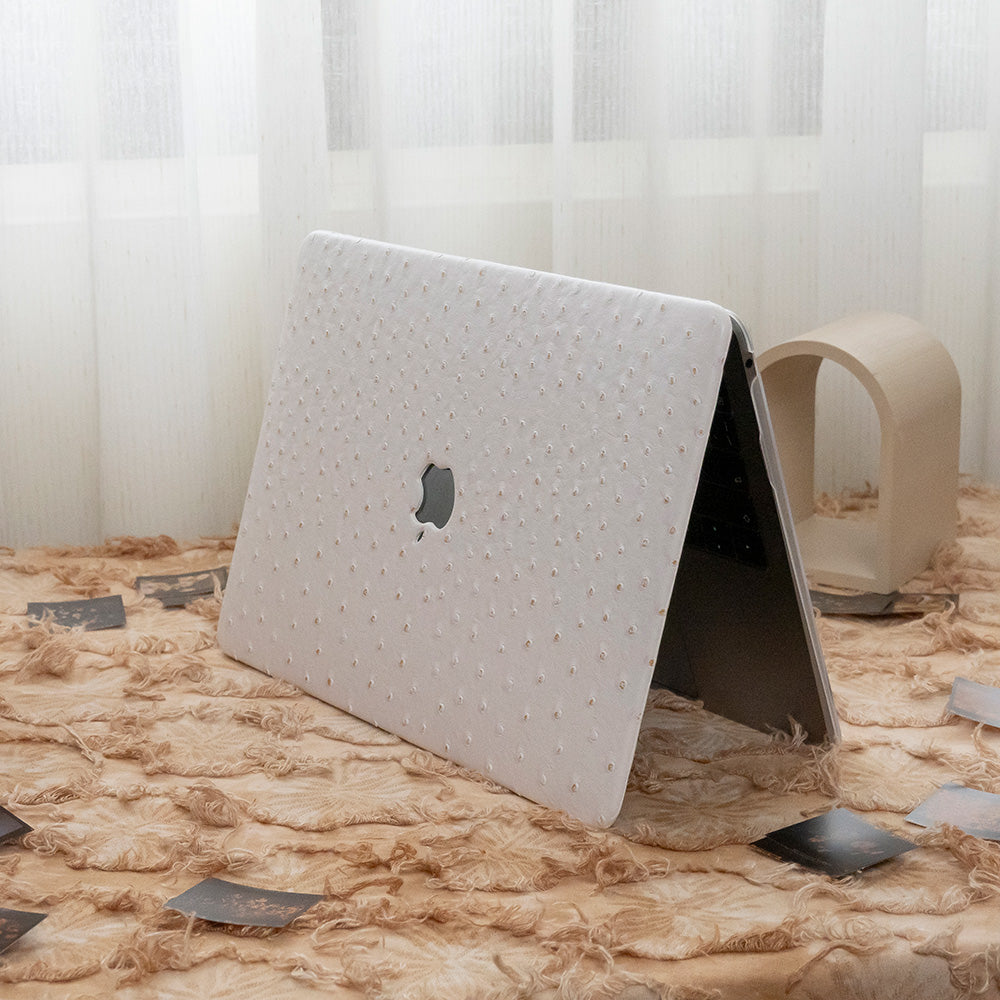 Leather Series White Pink Camel Texture Mac Case